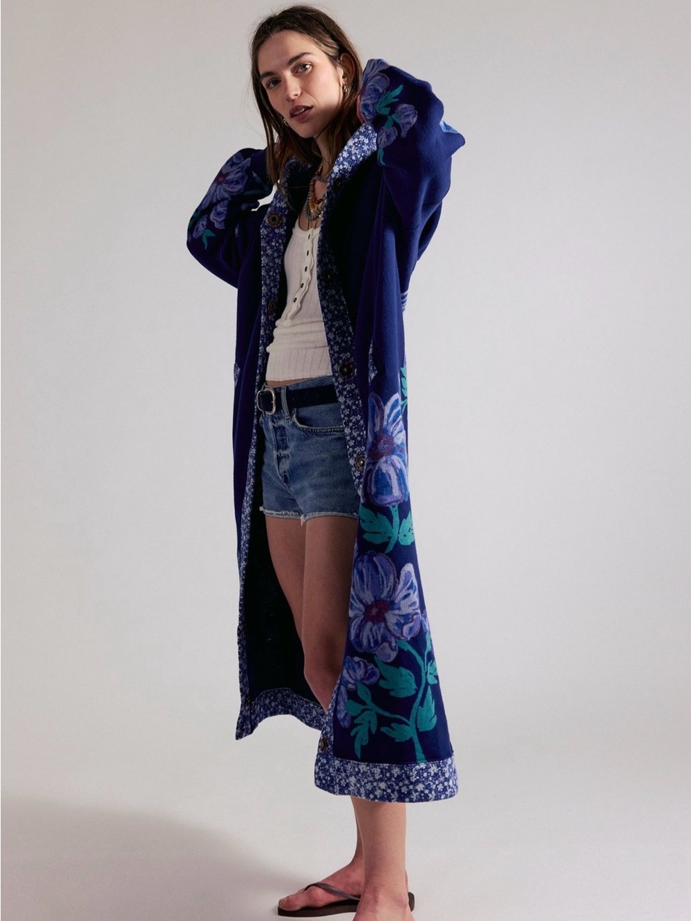 NWT Free People Super Bloom Cardigan in Night combo XL